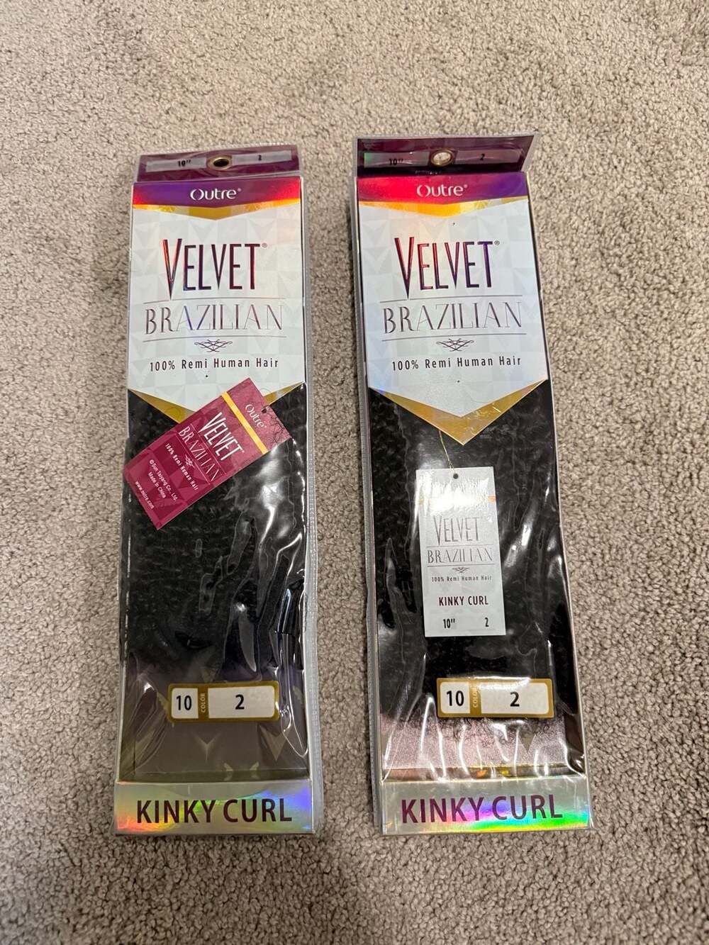 Outre Velvet Brazilian 100% Remi Human Hair Kinky Curl 10" Color 2 (2 Pack)